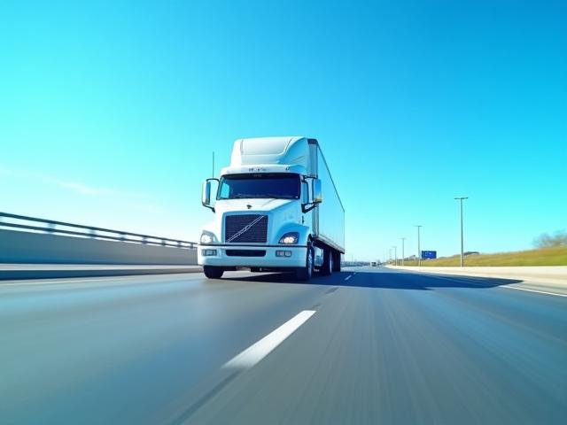 A Double Up Logistics truck on an Interstate highway