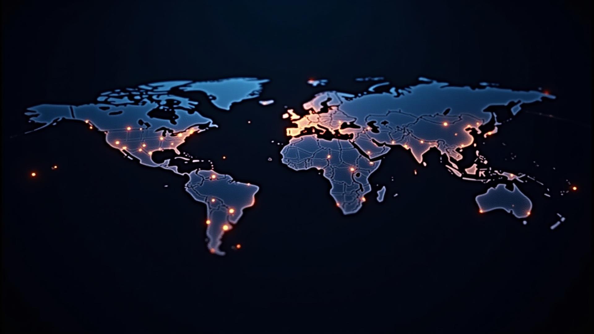 Modern global distribution network map showing connectivity